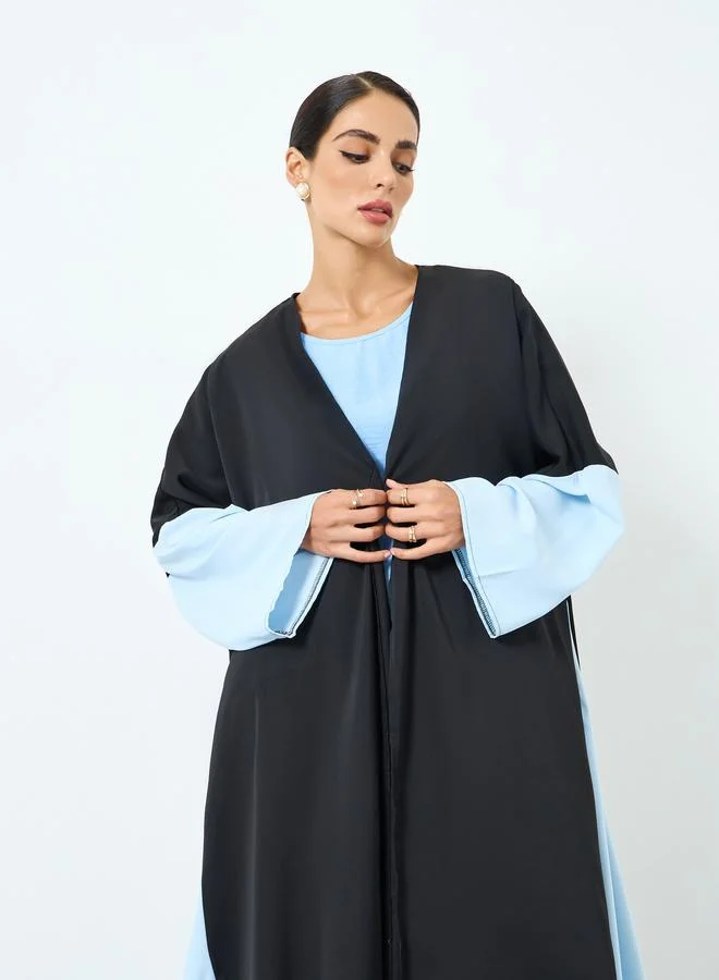 Take Two Women Color Block Contrast Long Sleeve Abaya